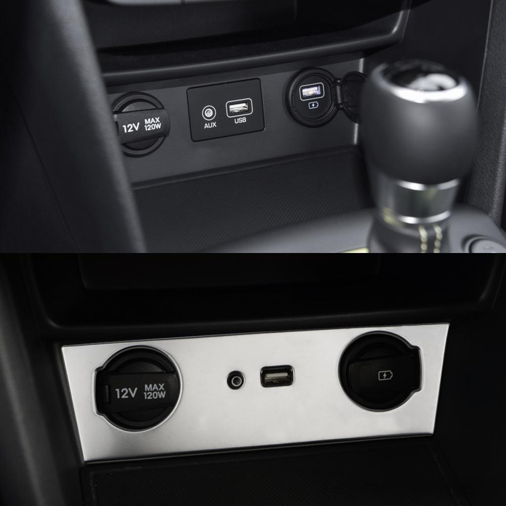 For Hyundai Encino Kona Kauai 2017 - 2025 LHD Center Cigarette Lighter USB Button Panel Trim Decoration Sticker Car Accessories
