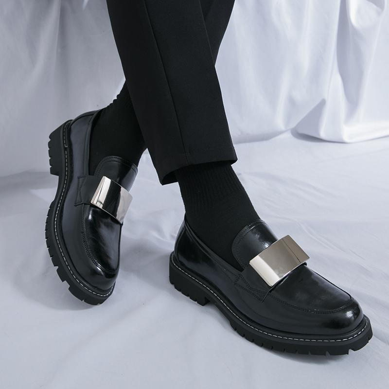 

Мужские мокасины в уличном стиле, классические, на толстой подошве, на платформе, увеличивающие рост, черные, для выпускного, под смокинг, туфли для вечеринок, большой размер EU:45 чёрный