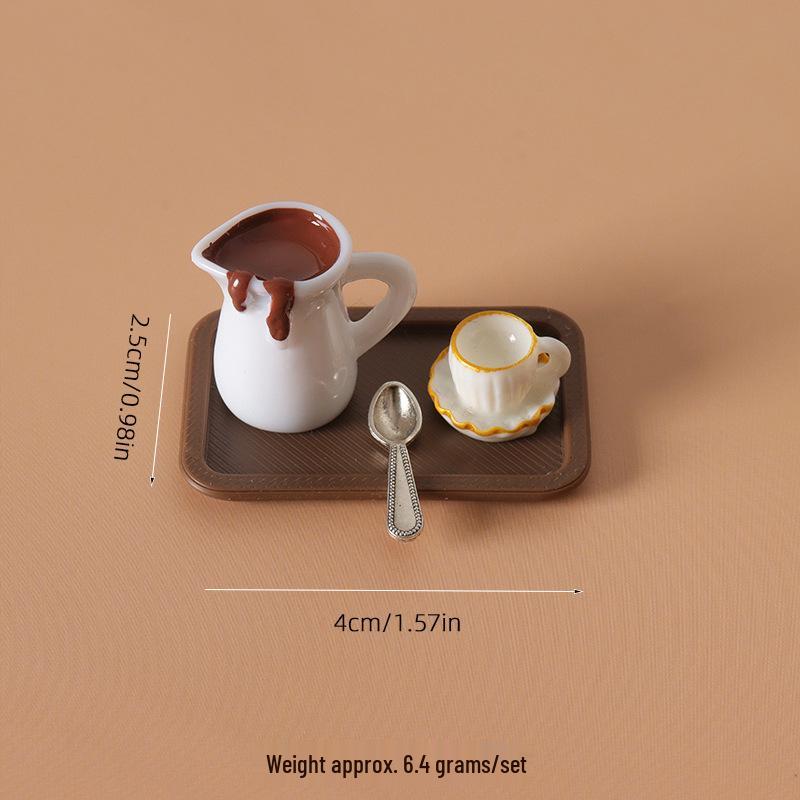 Dollhouse Accessories: Miniature Coffee Set & Afternoon Tea Tray Ornaments