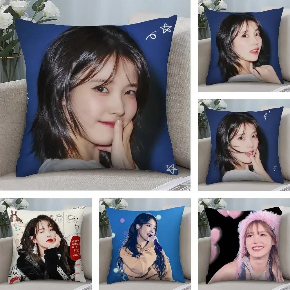 Kpop I-IU Cute Pillow Case Short plush Double-sided Print Square Throw Pillow Covers Sofa Home Cushion Decor
