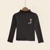 Girls' Ruffle Long-Sleeve Thermal Fleece T-Shirt - Half-High Collar, Perfect for Spring, Autumn, & Winter