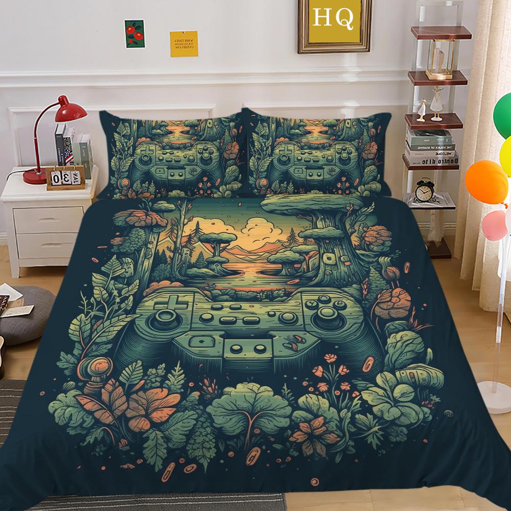 Set de husă de pat cu imprimare pentru consola de jocuri 3D Lenjerie de pat pentru acasă Lenjerie de pat de o singură dimensiune pentru băiat Copil