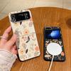 Orange Leaves Floral Case For Samsung Galaxy Z Flip6 Flip5 Flip4 Magnetic Soft Silicone Folding Cover For Samsung Z Flip 6 5 4 3