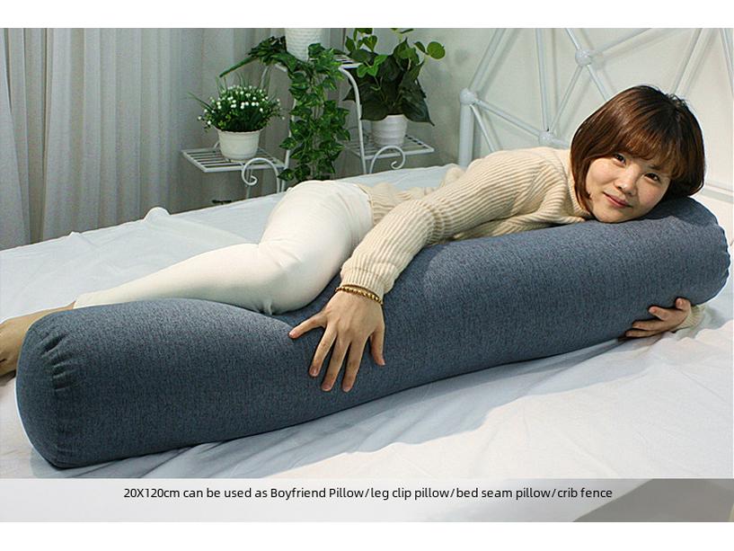 Pernă cilindrică din bumbac și in de culoare uni - Detasabilă, lavabilă, suport lombar pentru canapea, pat sau birou.