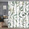 1 pc of modern small fresh cartoon abstract geometric lines eucalyptus leaf shower curtain with hook machine washable