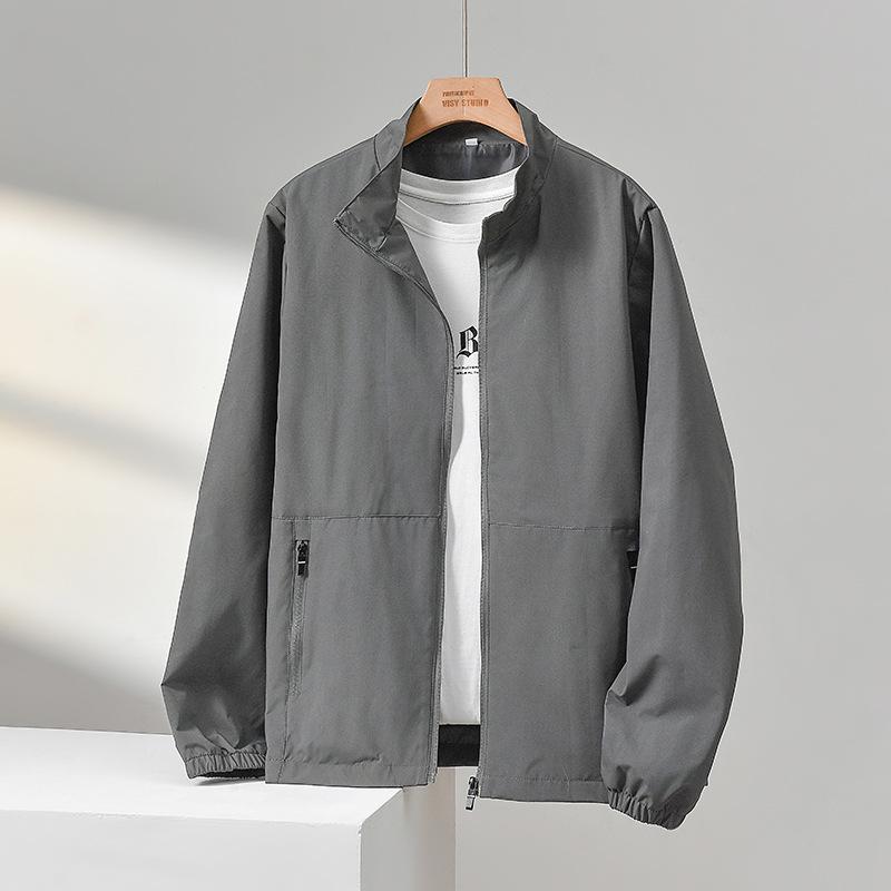 Spring and autumn new jacket men's versatile stand-up collar casual large size men's jacket sports anti-loose solid color top