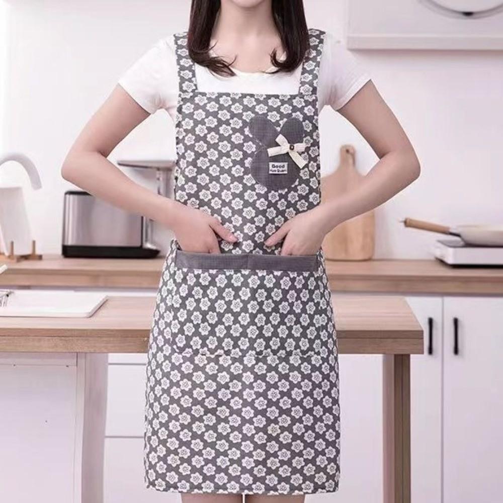 New Breathable Flower Kitchen Apron Cotton Korean Style Cooking Smock Wear-resistant Cooking Baking Bibs for Women Girl