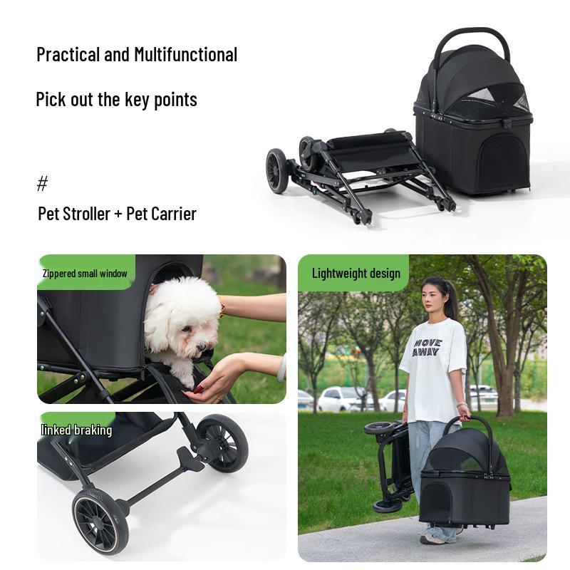 Passeggino per Cani Portatile e Pieghevole per Cani di Taglia Media e Grande - Ideale per Viaggi all'Aperto