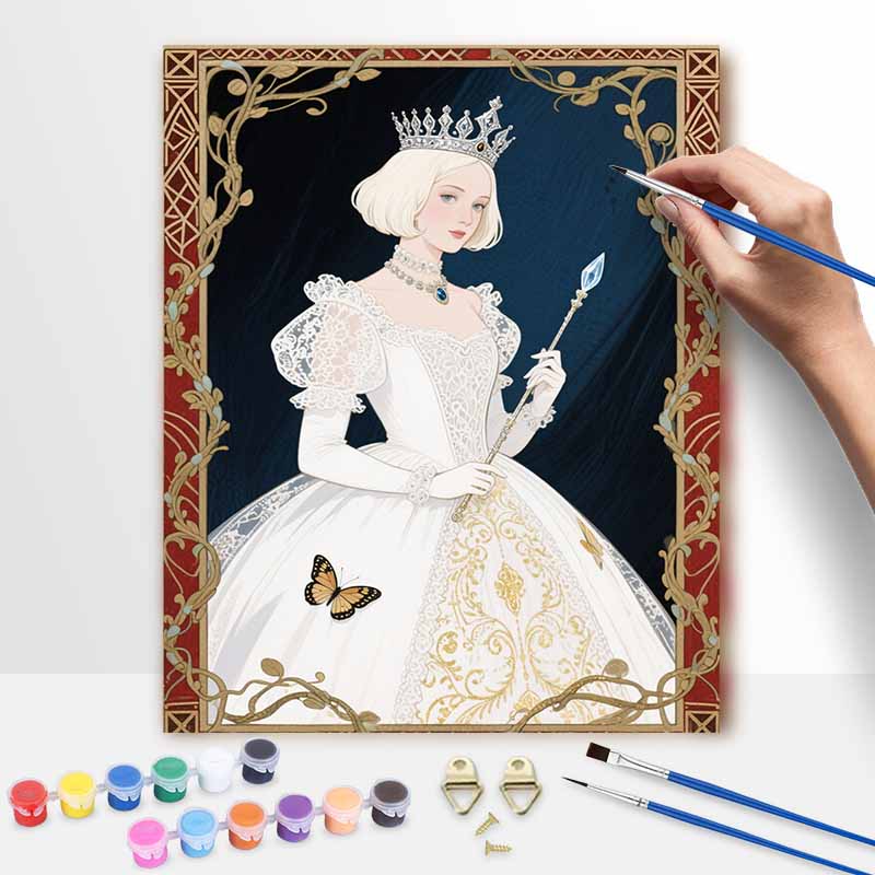 Disney princess queen crown royal wand butterfly oil painting by numbers art kit. handmade diy painting home decoration gifts 20x30cm