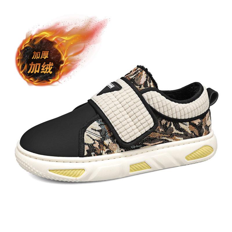 Winter Velcro cotton shoes low-top non-slip piled thickened trendy men's shoes youth winter outdoor casual shoes men