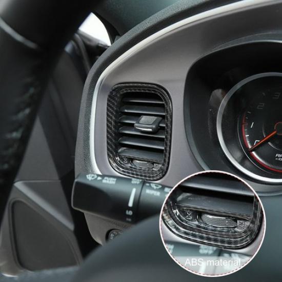 2X Dashboard Air Condition Vent Frame Trim Bezels for Dodge Charger 2011+ Carbon