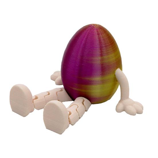 Easter Egg Figurine with Articulated Legs 3D Printed Movable Joints Rabbit Ear Egg Fidget Toy Holiday Party Decoration Ornament