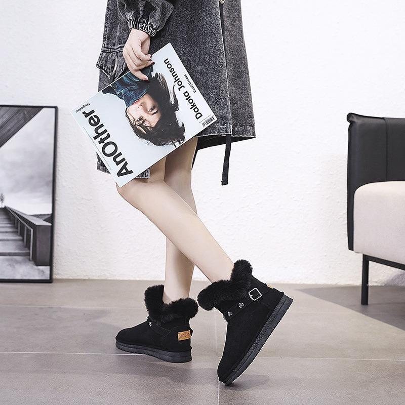 New Snow Boots Women's Short Boots Winter Fur Integrated Low Boots