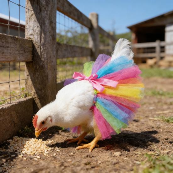 Chicken Tutu Skirt Rainbow Pet Skirt Gauze Tutu Skirt with Ribbon Ties for Your Hens Ducks Geese Small Dogs Holiday Outfit