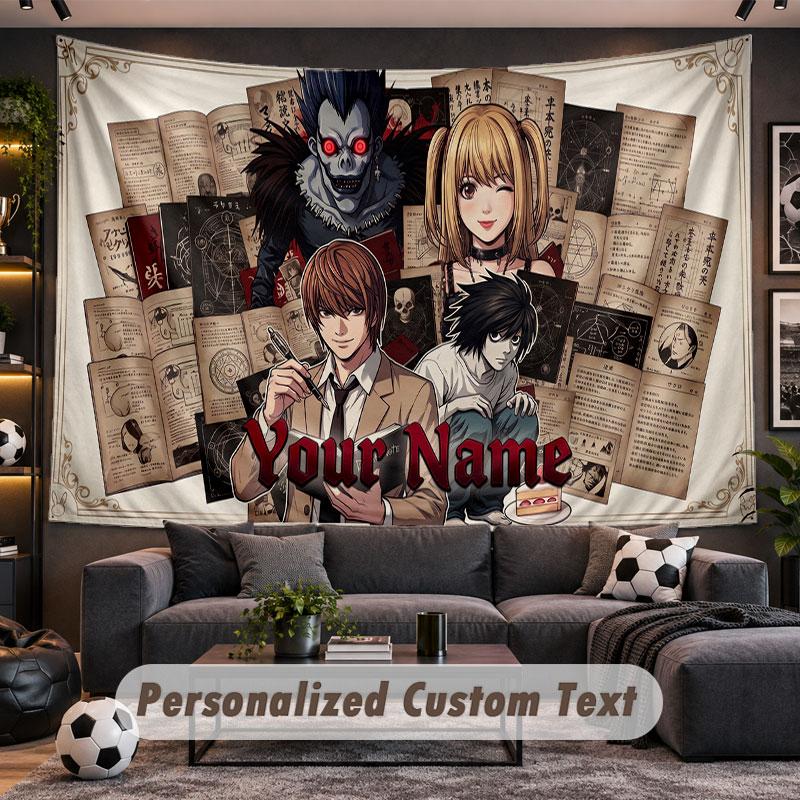 Wall Hanging Tapestry Custom NameDeath Note Pattern Personalized Printed Fabric Wall Decor