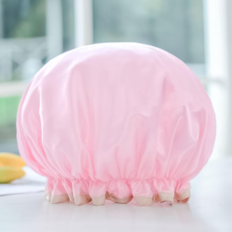 Double-layer Colored Fabric Waterproof Bath CapThickened Adult Men's and Women's Bath CapOil-proof Fabric Baking Oil Cap