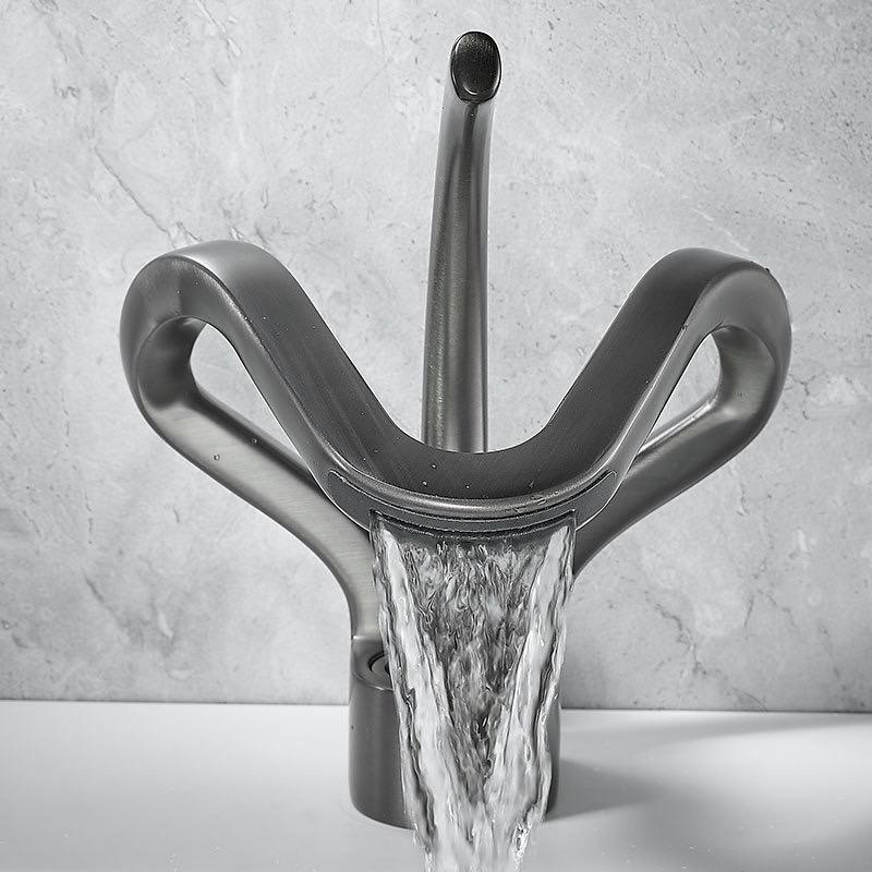 Gold Bathroom Faucet Black Basin Faucet Brass Creative Gray Bathrooom Sink Mixer Tap Hot & Cold Waterfall Basin Faucet