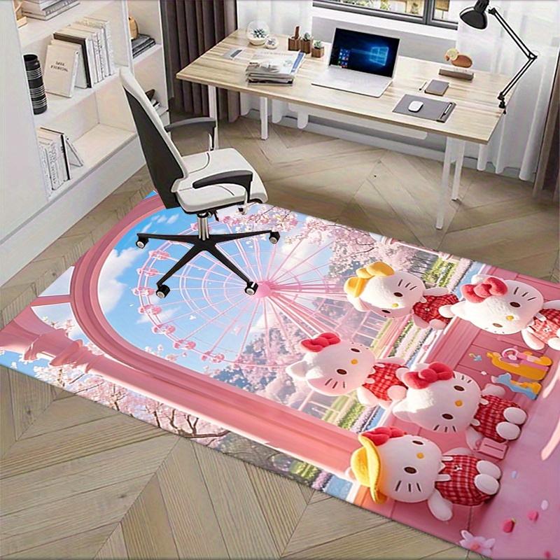 Office Rug Hello Kitty, Ferris Wheel Anti-Slip Rug, Machine Washable for Living Room, Bedroom, Office, Multiple Sizes, Bedroom Mat, Decorative Mat, Du