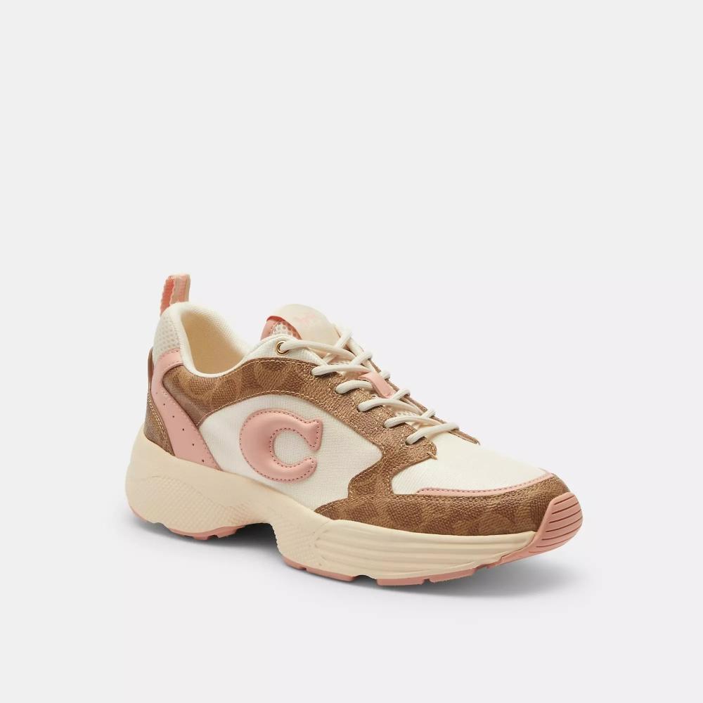 

Coach Strider Sneaker In Signature Canvas Khaki Light pInk