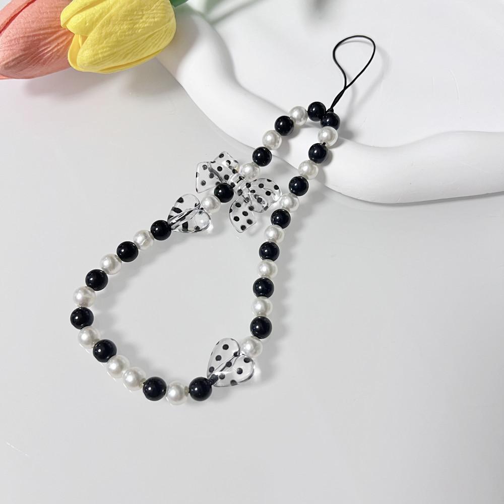 Cartoon Pearl Bowknot Phone Lanyard Anti-lost Detachable Love-heart Butterfly Phone Keychain Phone Chain Wrist Strap