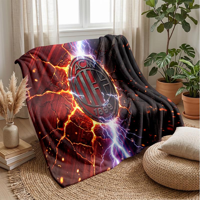 AC Milan Theme Blanket Soft Flannel Blanket Plush Throw Blanket Cozy Sofa Bed Blanket for Home Decor