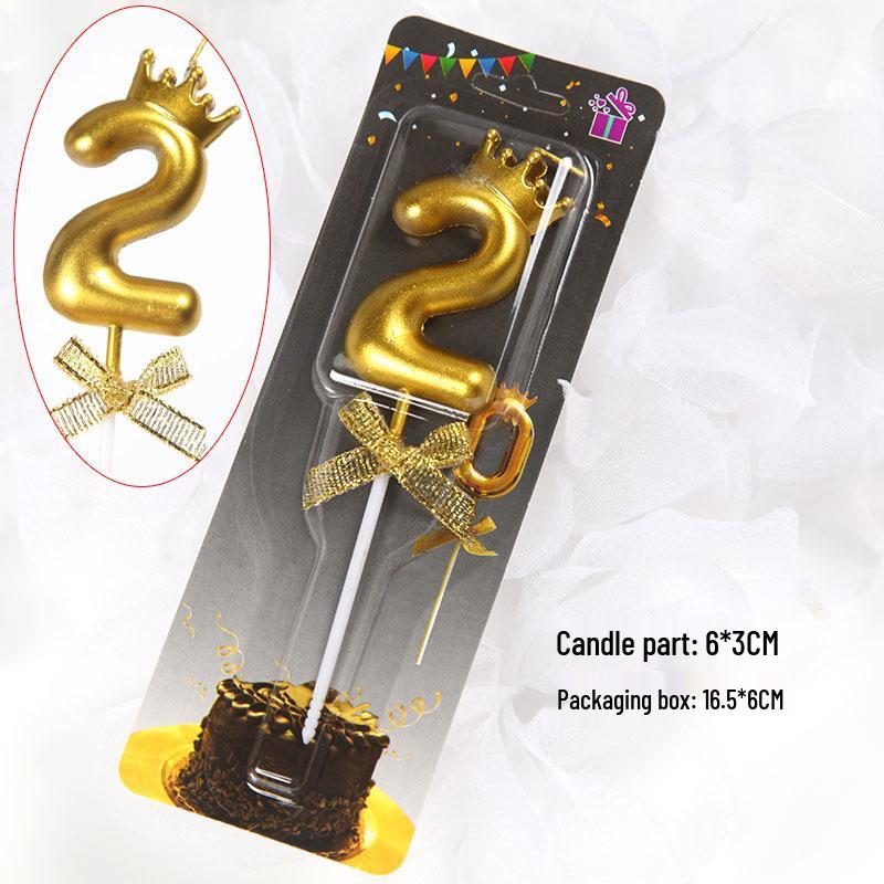 Crown Birthday Number Candles - Individual Crown-Shaped Cake Toppers
