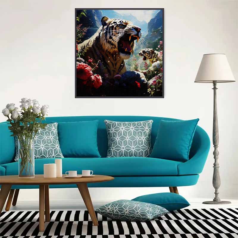 New Arrival 5D DIY Full Circle Diamond Painting "Tiger Roar" Embroidery Cross Stitch Home Decor Gift