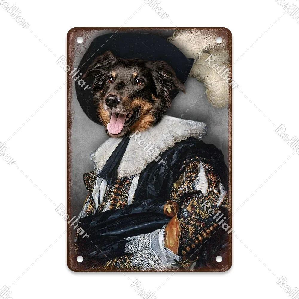 Metal Sign Gentleman Dog Wall Decor, Vintage Tin Plate for Living Room 20x30 cm