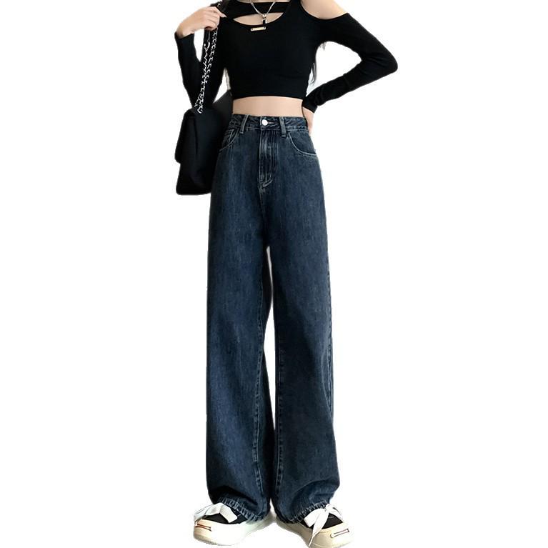2025 Women's High-Waisted Wide-Leg Jeans: Spring/Autumn, Slimming, Pear Shape, Plus Size, Floor-Length