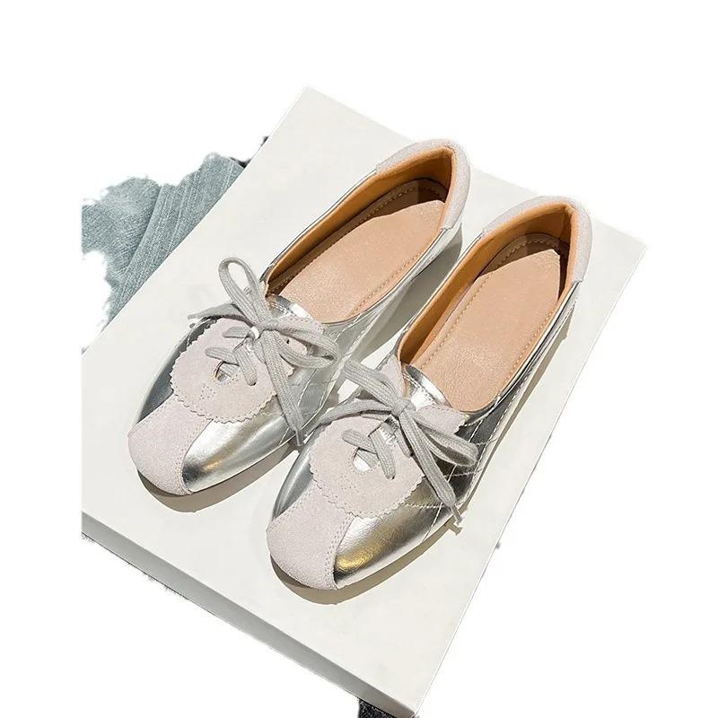 Damen Einzelne Schuhe Sommer Neu Runde Zehenpartie Farblich passend Mules Lässig Bequem Pendler Weiche Sohle Berufsschuhe