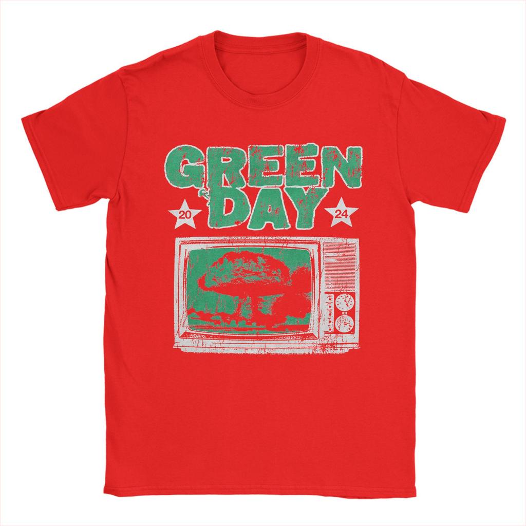 Green Day Band T-Shirts for Men  Novelty Cotton Tee Shirt Round Collar Short Sleeve T Shirt Plus Size Tops