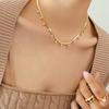 Cold Wind Texture Gold-Plated Zircon Pendant Snake Bone Neck Chain, Geometric Fashion Simple Titanium Steel Necklace