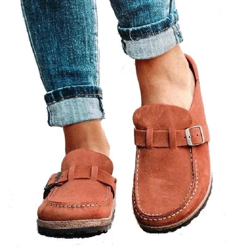 

Fashion New Retro Fashion Women Casual Solid Color Shoes Light Round Toe Half Slippers Comfort One Pedal Outdoor Sports Flat Sandals 43 оранжевый