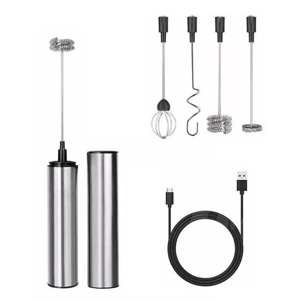 USB Rechargeable Electric Milk Frother with Cover Portable Milk Frother Electric Whisk Barista Use