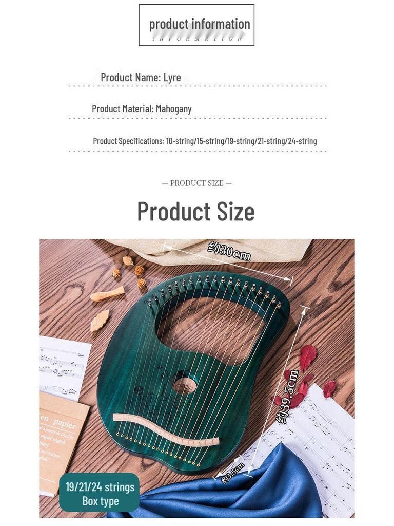 19-Tone Mini Lyre Harp - Beginner's Instrument