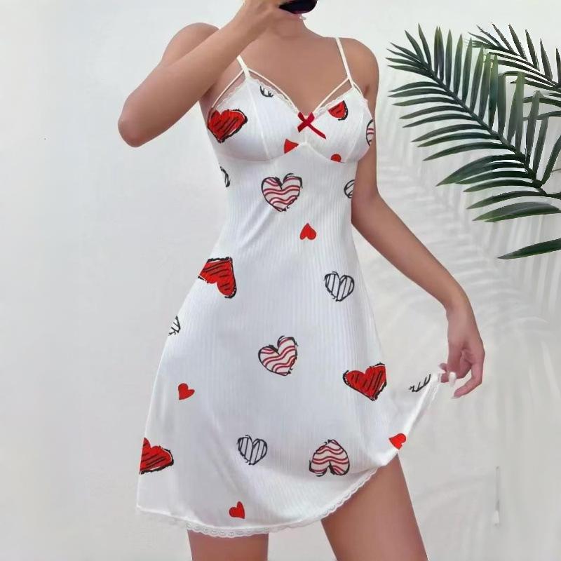 New deep suspender lace nightdress slim fit comfortable breathable quick drying loungewear pajamas women's summer