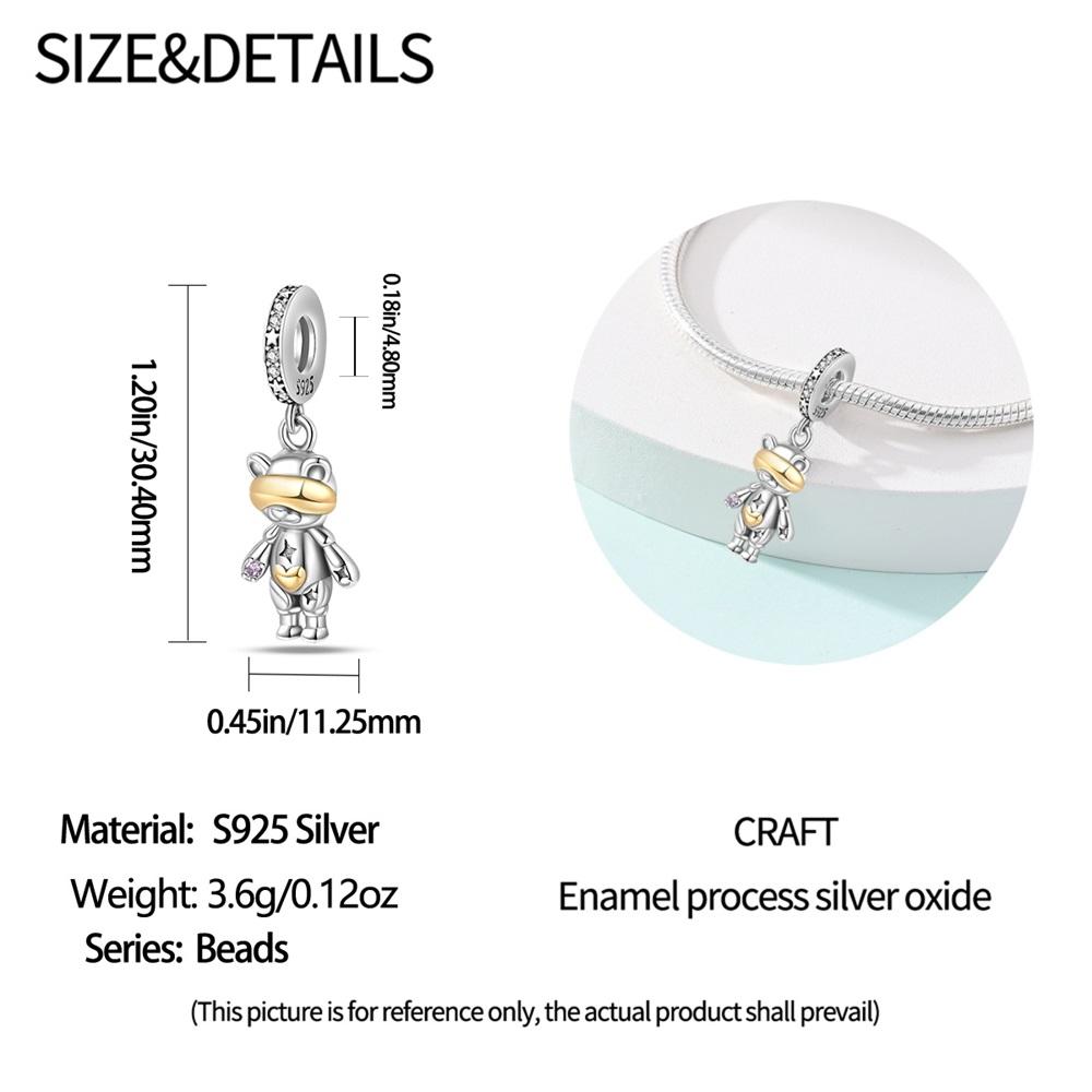 Special Copper Space Travel Love Star Machine Bear Charm Fit Bracelet Women'S Travel Jewelry Accessories