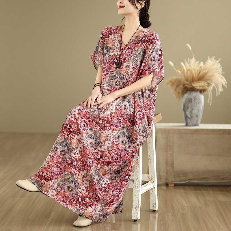 

Длинное платье в стиле ретро, удлиненный халат для женщин one size арбуз красный