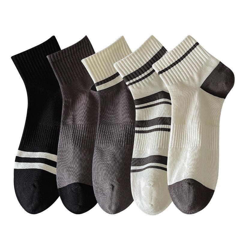 Men's Summer Striped Deodorizing Sweat Absorbing Boneless Sports Socks