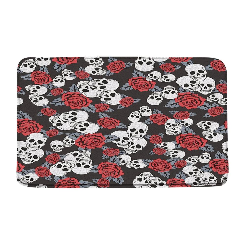 

4Pc Cute Halloween Shower Curtains Set Bathroom Decor Skull Hand Spider Bat Fabric Screen Non-Slip Bath Mat Rug Toilet Lid Cover