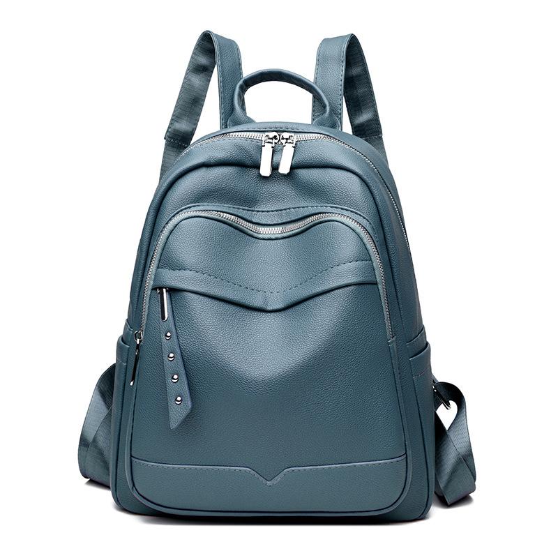 European and American Fashion Women's Bag New Trend PU Leather Women's Backpack Zipper Backpack Autumn and Winter Women's Bag