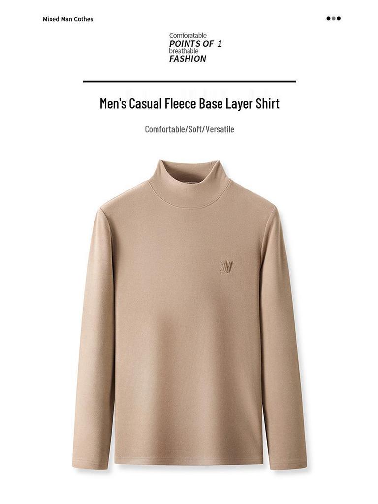 Men's Double-Sided Long-Sleeve Slim-Fit De-Rong Sweatshirt, Round Neck, Warm for Autumn and Winter