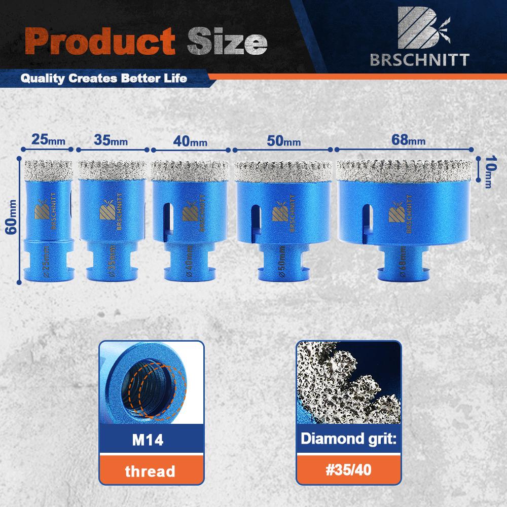 BRSCHNITT Drilling Bit Dia 20-100mm for Granite Marble Stone Hole Saw Porcelain Tile Cutter Drilling Core Bit