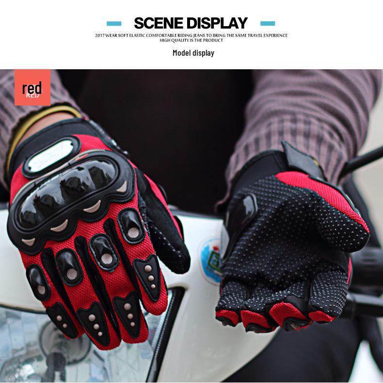 Breathable Full-Finger Anti-Fall Motorcycle Gloves with Touchscreen Capability and Wrist Guards for Off-Road Riding