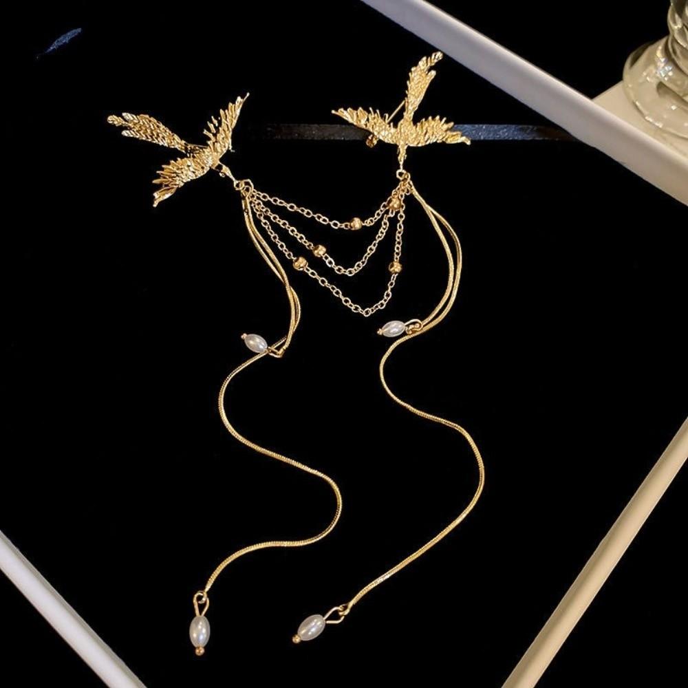 Pearl Accents Phoenix Brooch Delicate Design Animal Brooch Bird Lapel Pins  Women Fashion