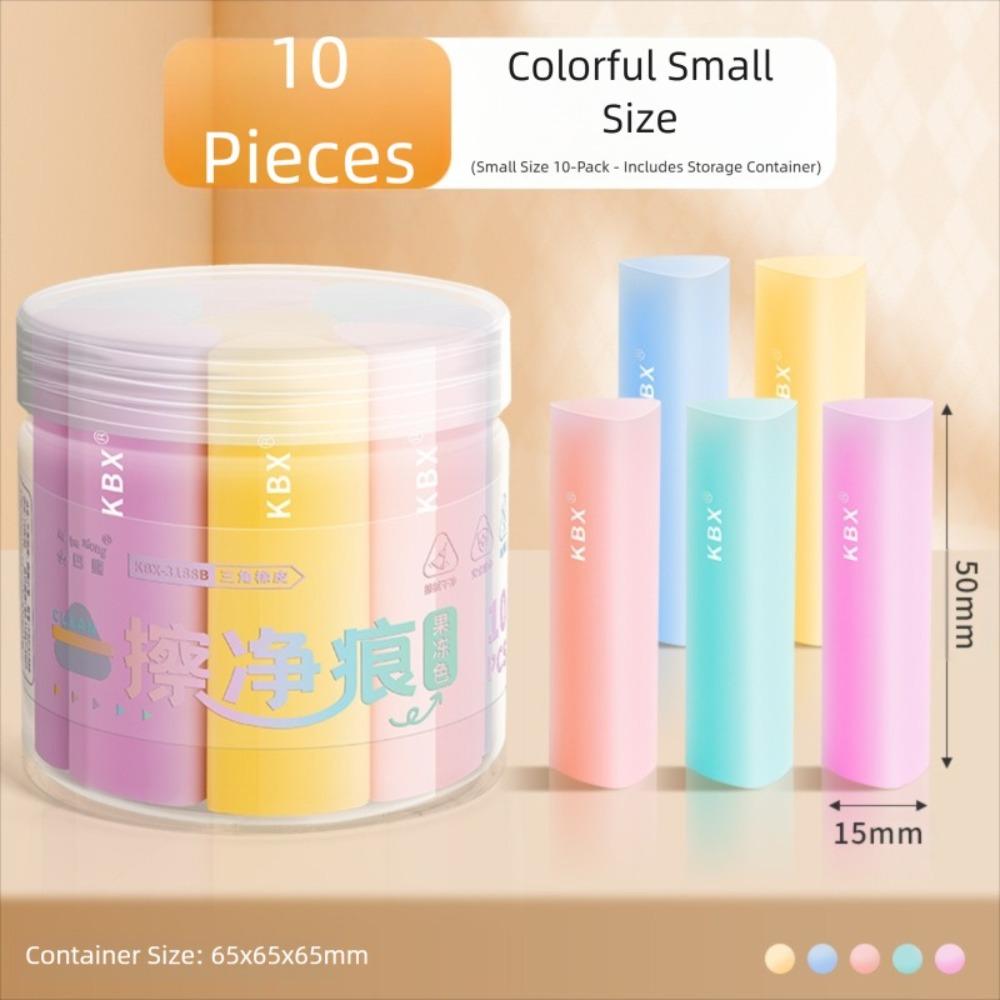 

10pcs/set Portable Traceless Triangle Erasers Silicone Double Head Jelly Rubber Soft Gift Pen Type Eraser Students Stationery