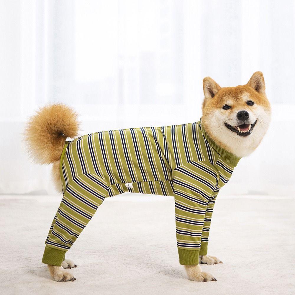 Fashionable Pet Dog Clothes Four-legged Dog Pajamas Durable Puppy Stripes Jumpsuits Warm Clothes