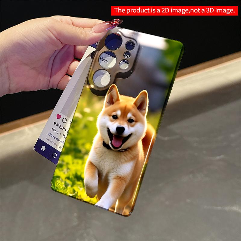 2DFlat Samsung phone case Adorable Shiba Inu Puppy Running in Sunlit Garden Applicable to Galaxy S22 S23 S24 S25ULTRA S26 A12 A13 A14 A15 A16