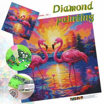 Flamingo DIY Diamond Painting Kit with Colorful Rhinestones Sparkling Craft Canvas for Adults Home Decor and Relaxing Hobby