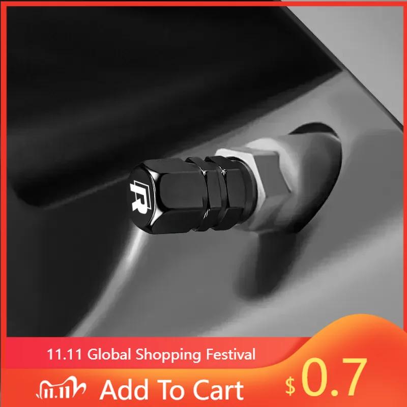 80% Heiß 4 Stück Aluminiumlegierung Auto Reifenventilabdeckungen Auto Zubehör Für Volkswagen Golf R Rline Tiguan Touareg Polo GTI CC Pas